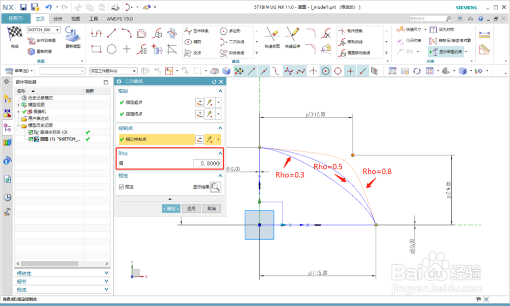 UG二次曲线在哪以及和Rho值的关系