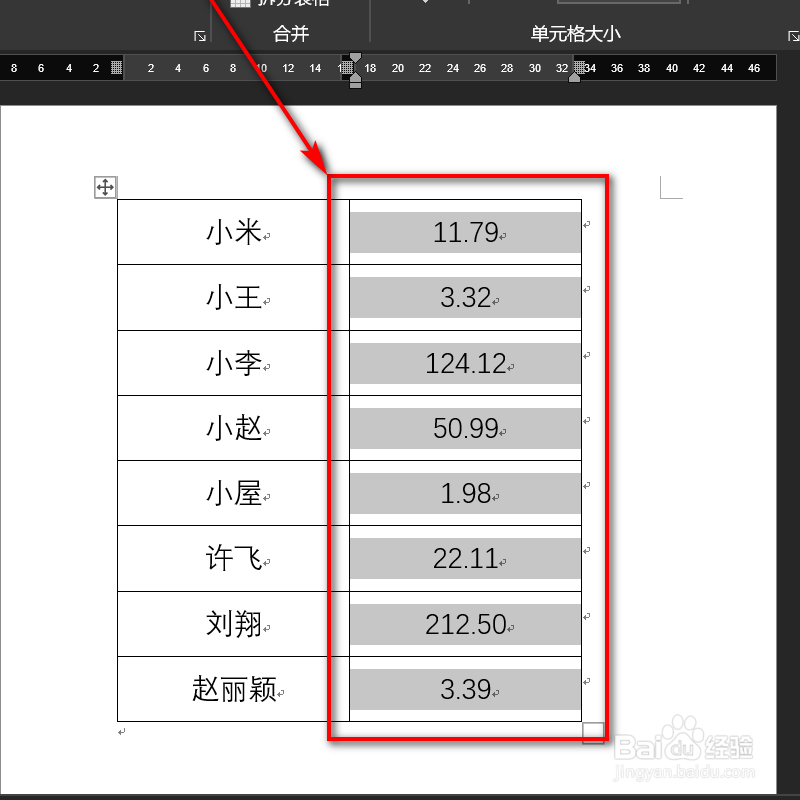 如何对齐表格内的小数点