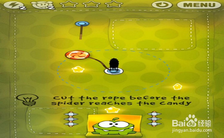 手机游戏割绳子level2-9、level2-10三星攻略