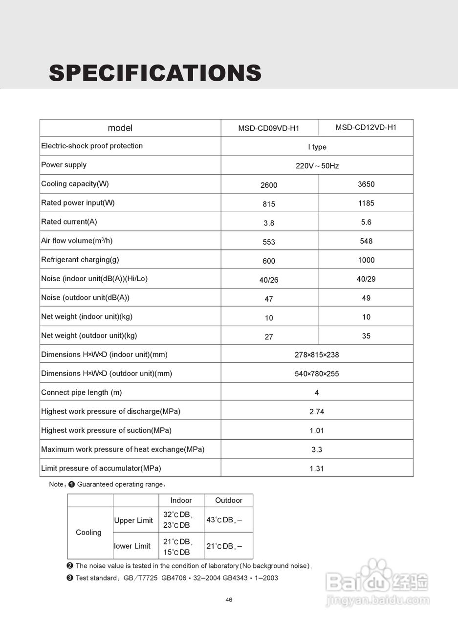 Mitsubishi三菱MSD-CD12VD-H1空调说明书:[5]