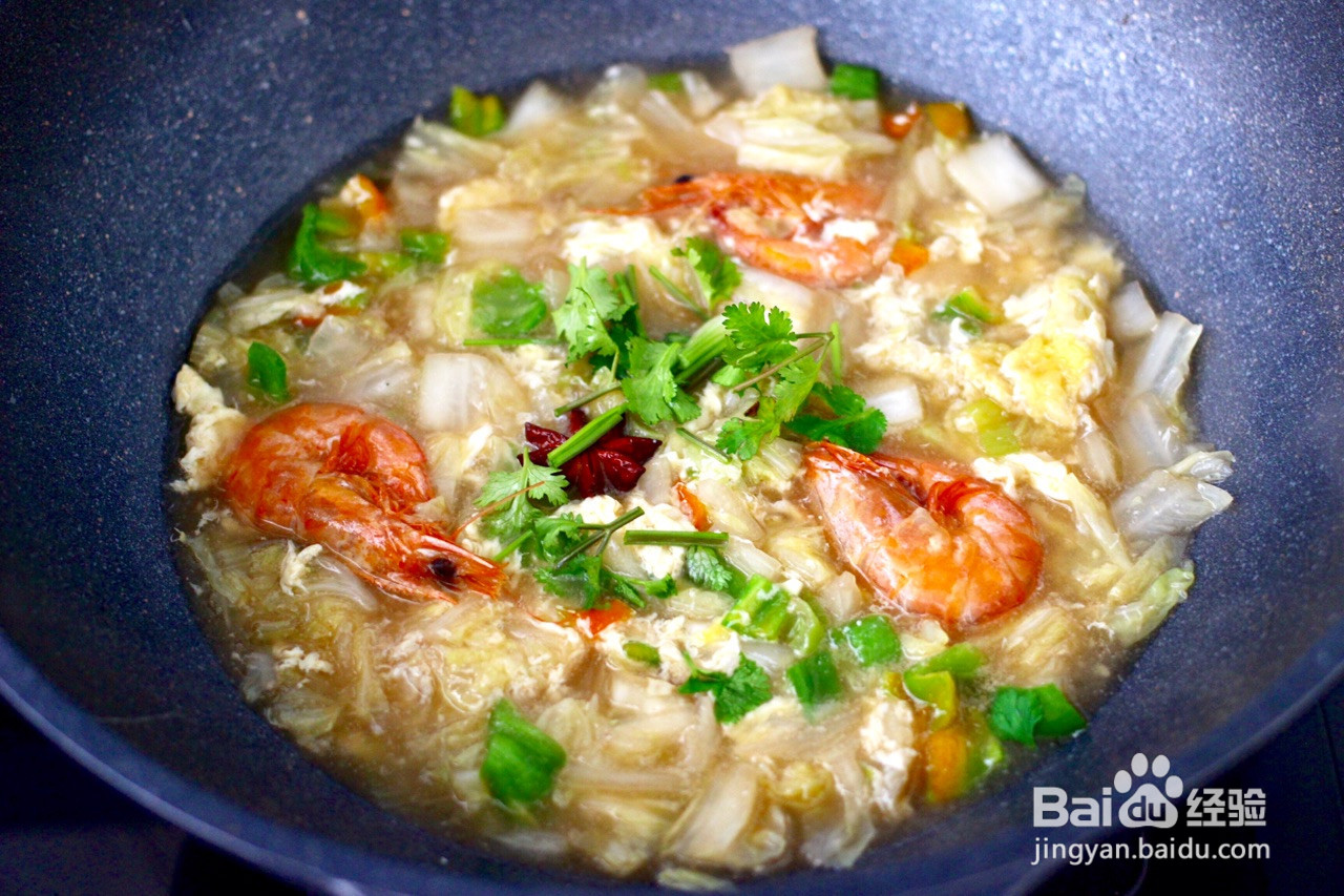 大白菜海虾打卤面的做法