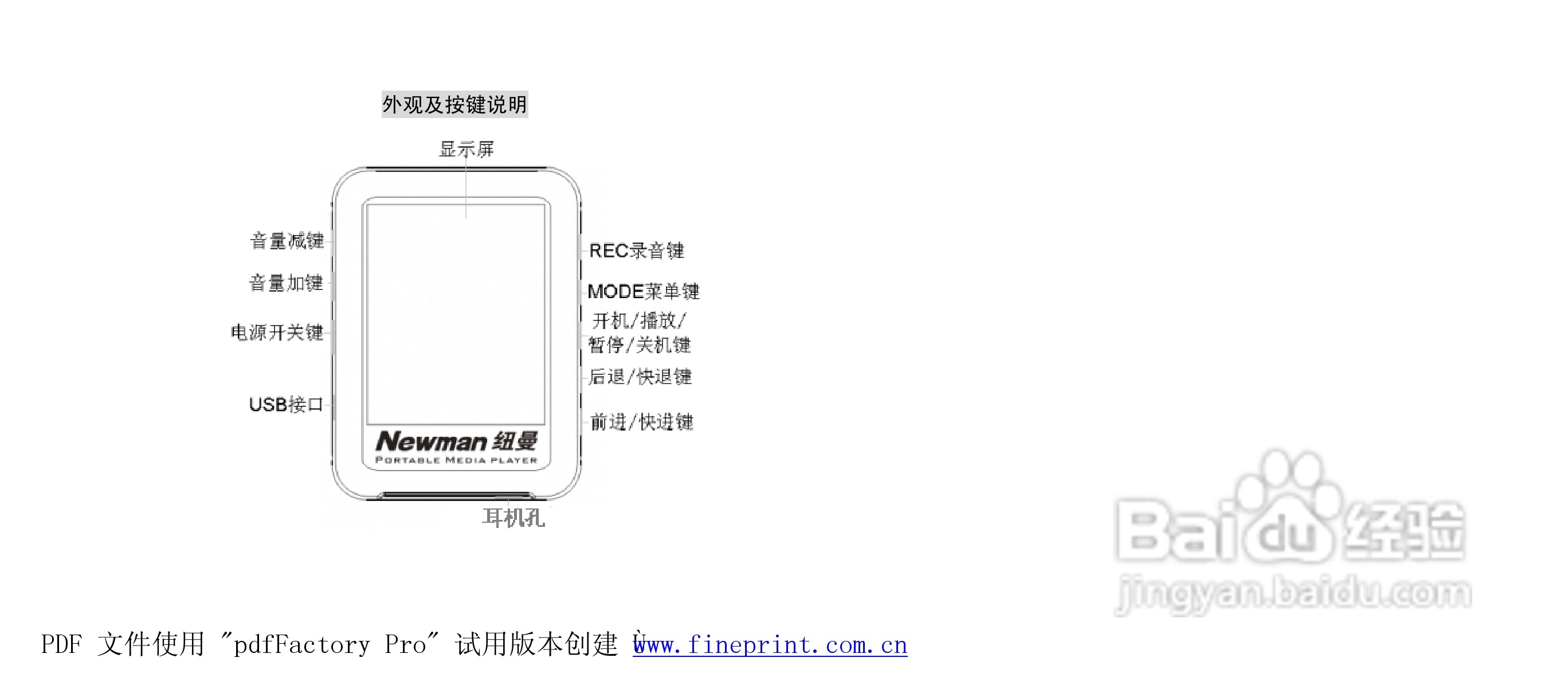 纽曼M260型MP3播放器使用说明书:[1]