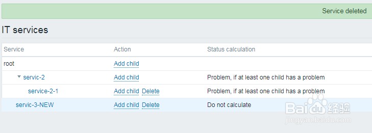 如何在zabbix中删除服务？