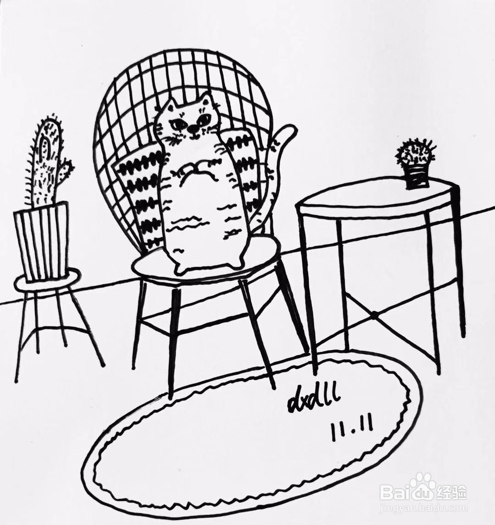 茉莉蜡笔手绘之卖萌猫咪