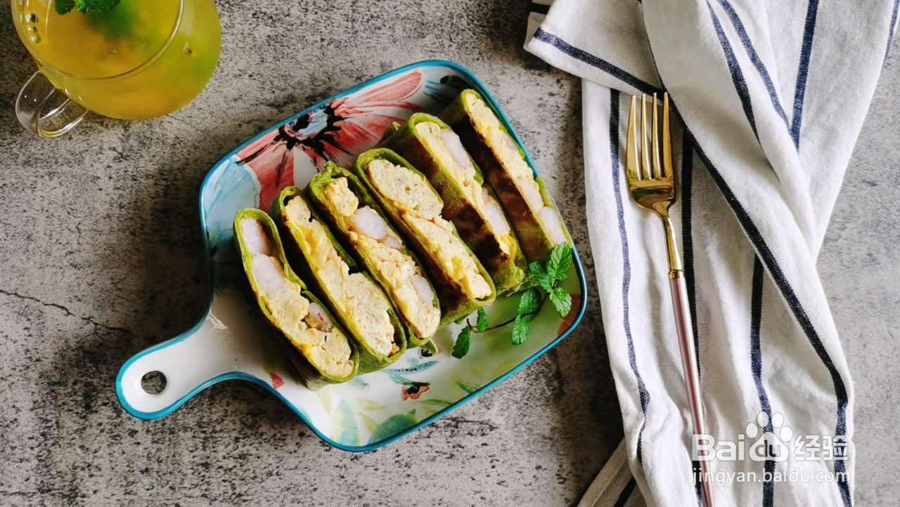 芝士虾仁滑蛋卷饼的做法