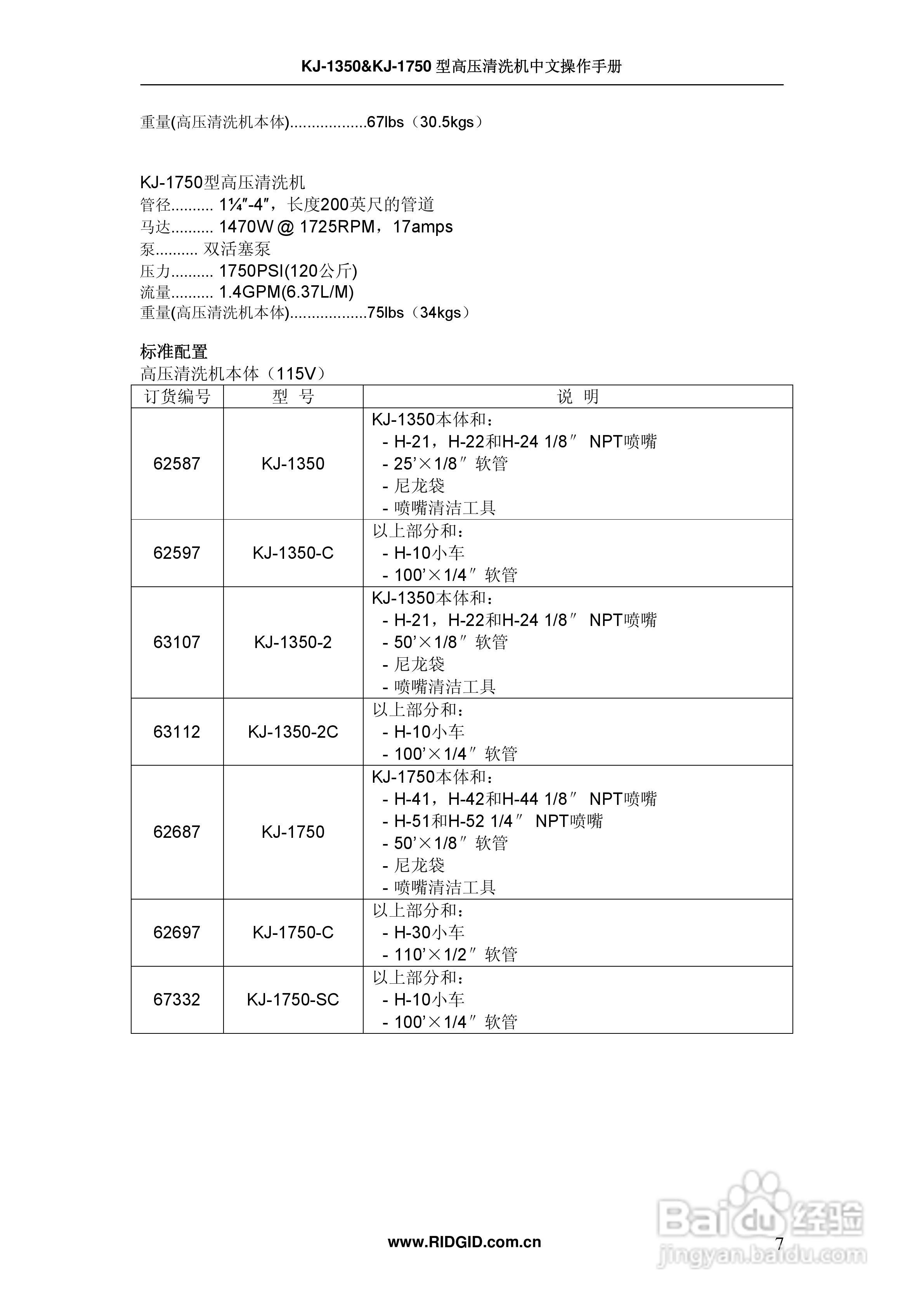 RIDGID 高压清洗机中文操作手册:[1]