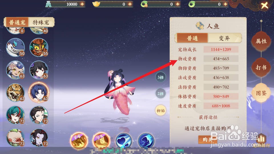 封神幻想世界如何查看人鱼的物攻资质