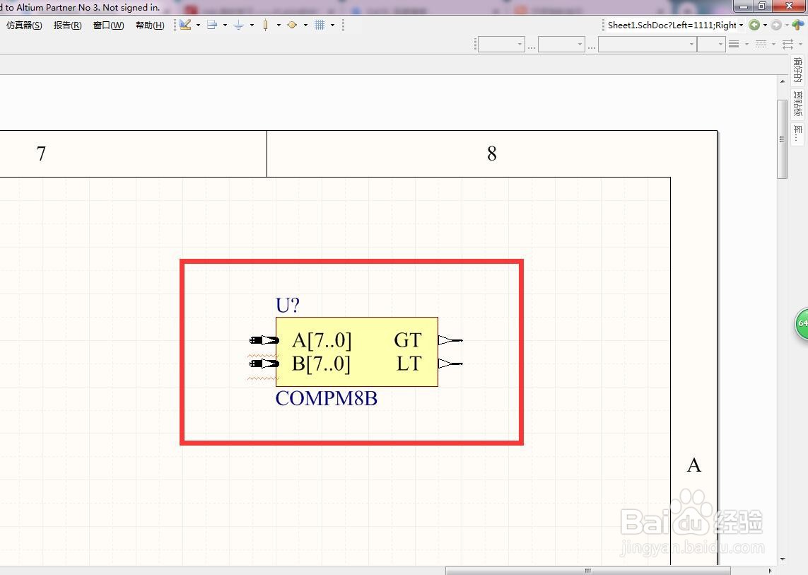 如何在AD中放置8位幅度比较器？