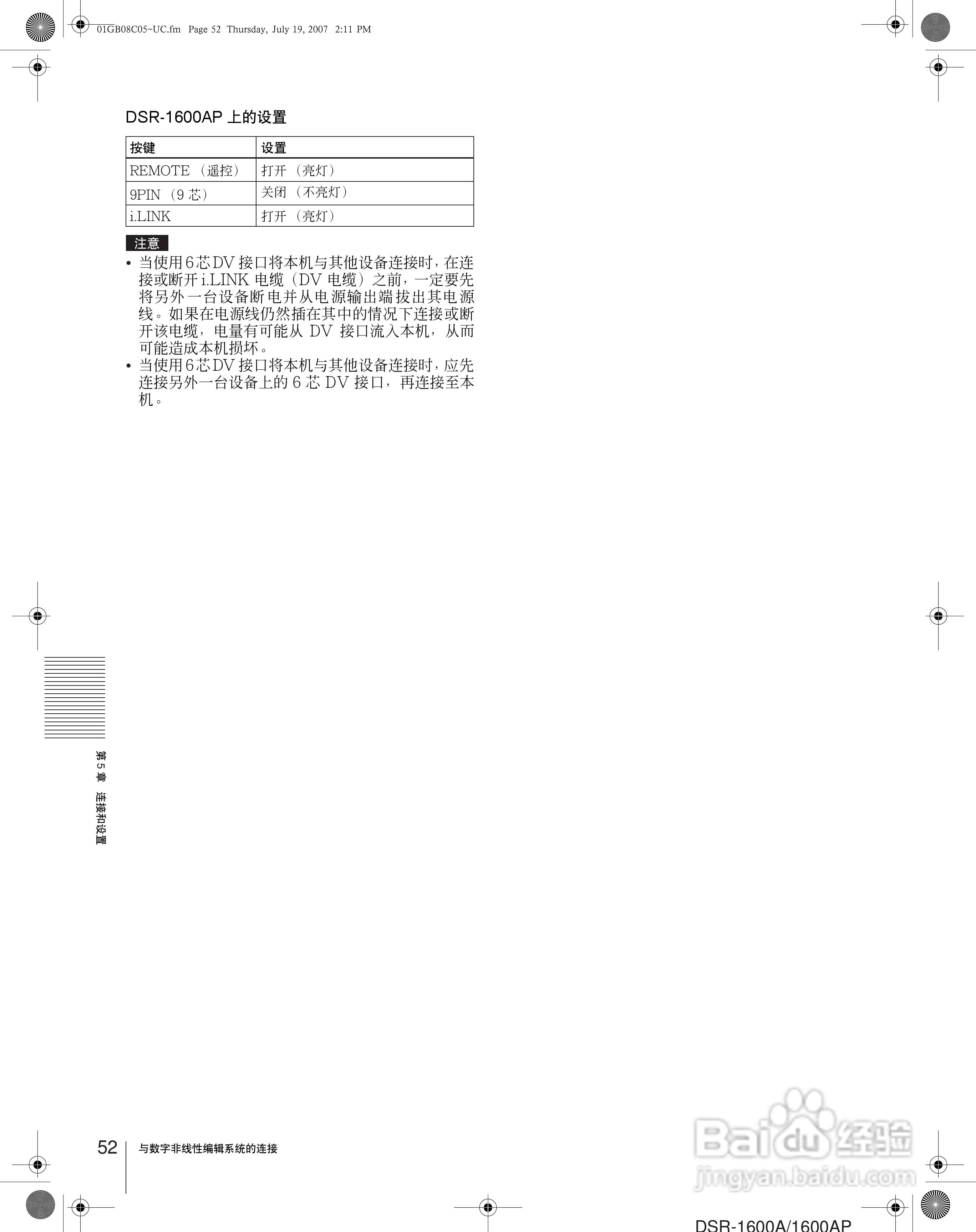 DSR-1600AP Master 系列放像机用户手册:[6]