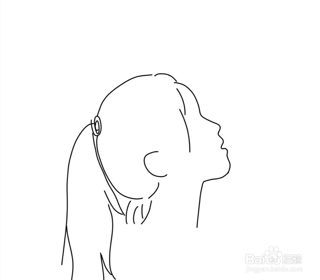 女孩侧脸简笔画教程