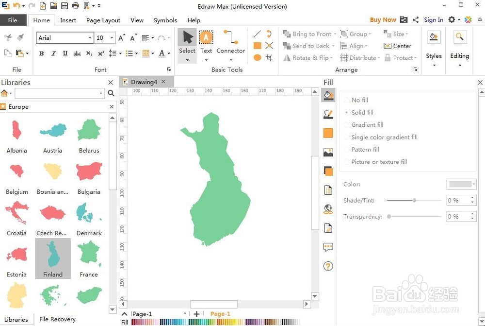 如何在Edraw Max中创建芬兰地图