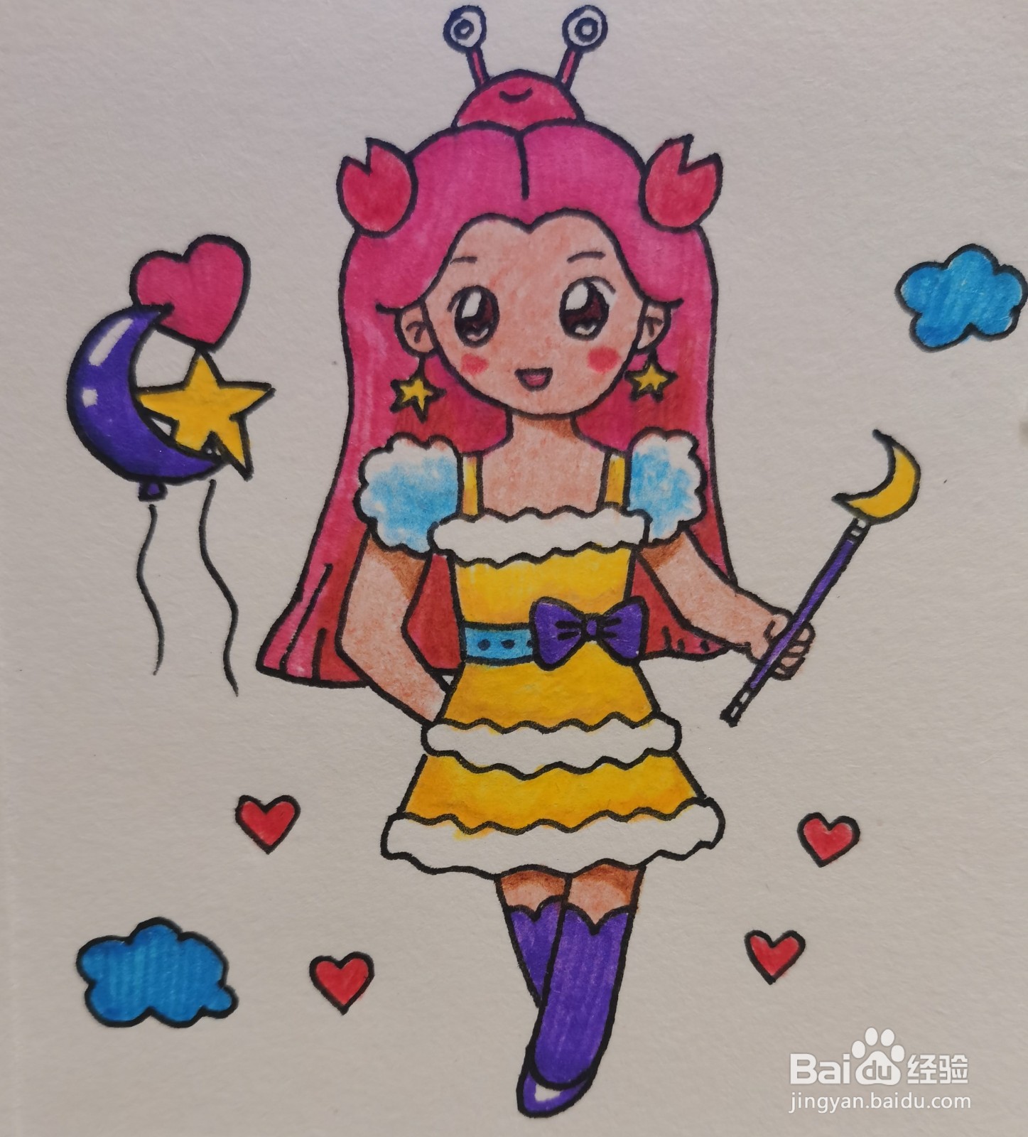 怎样画简笔画——巨蟹座公主