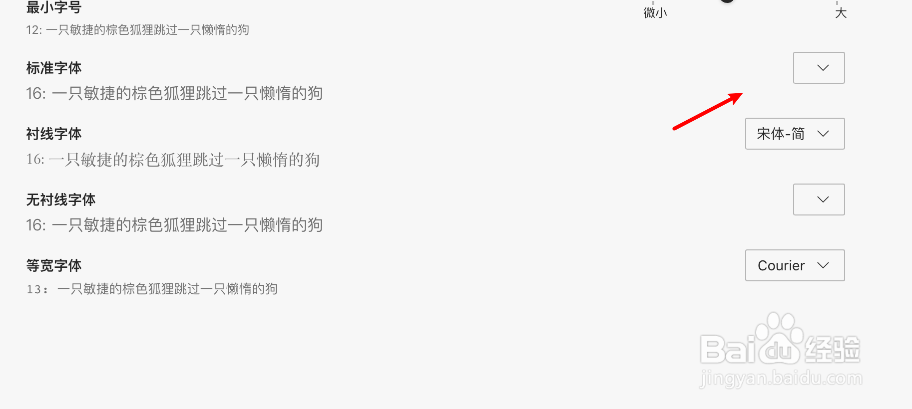 mac版edge浏览器怎么为标准字体设置字型