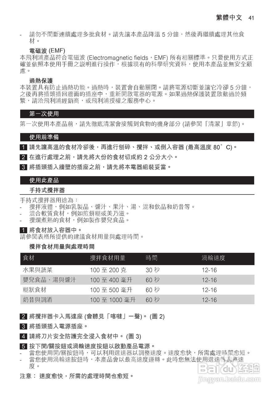 飞利浦HR1611手持式搅拌机使用说明书:[5]