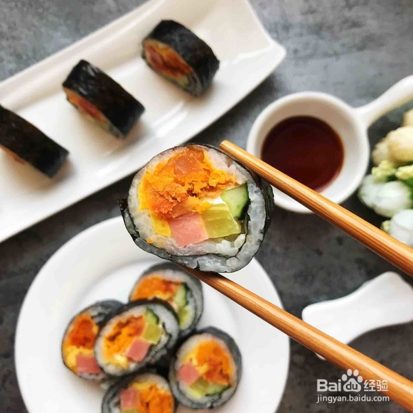 肉松蛋黄寿司做法