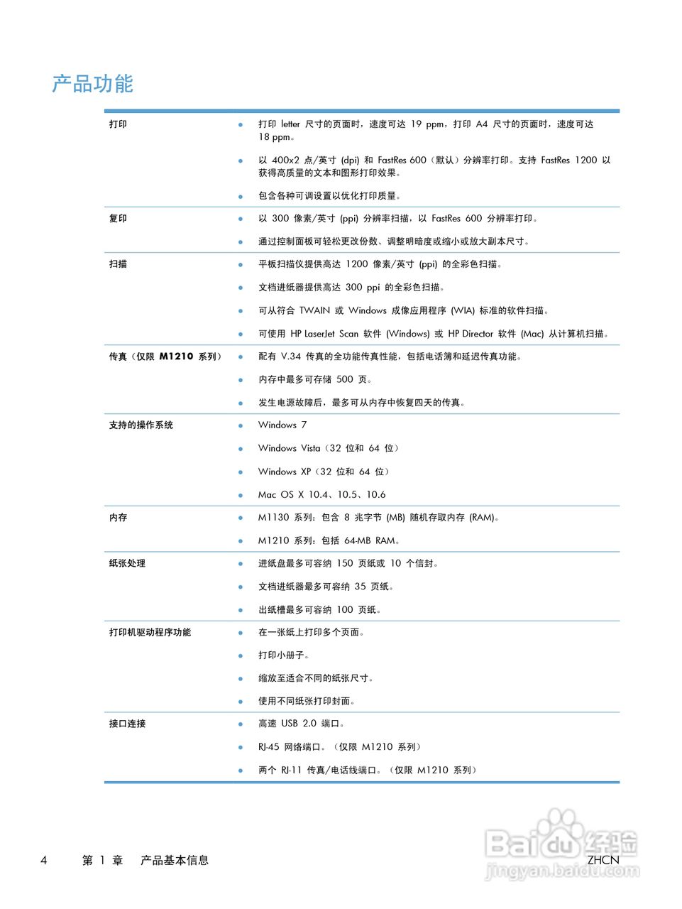 惠普 LASERJET PROFESSIONAL M1130一体机说明书:[2]