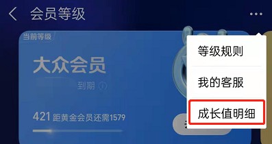 支付宝怎么查看会员成长值明细