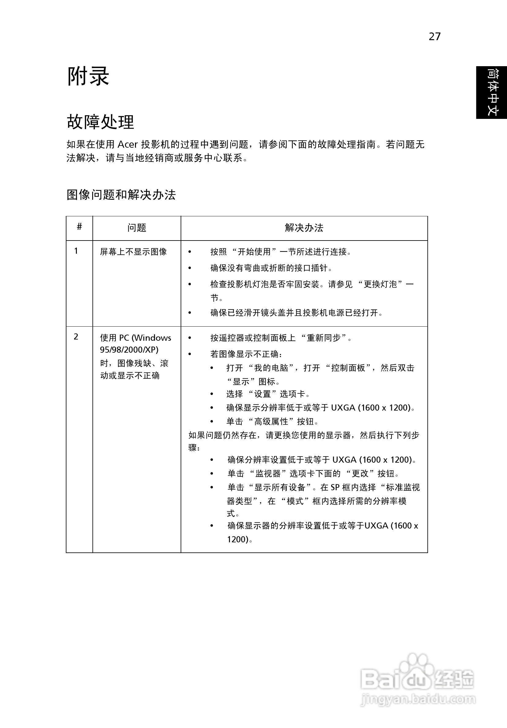 宏基P1270投影机使用说明书:[4]