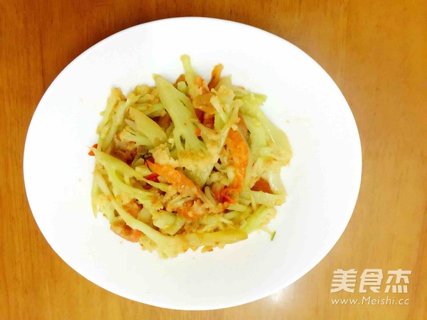 菜花配海虾的做法