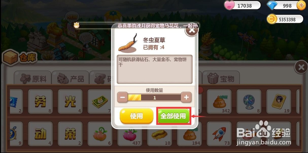 怎样使用冬虫夏草道具？