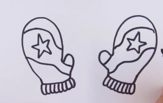 儿童简笔画——怎么画冬天里好看的手套