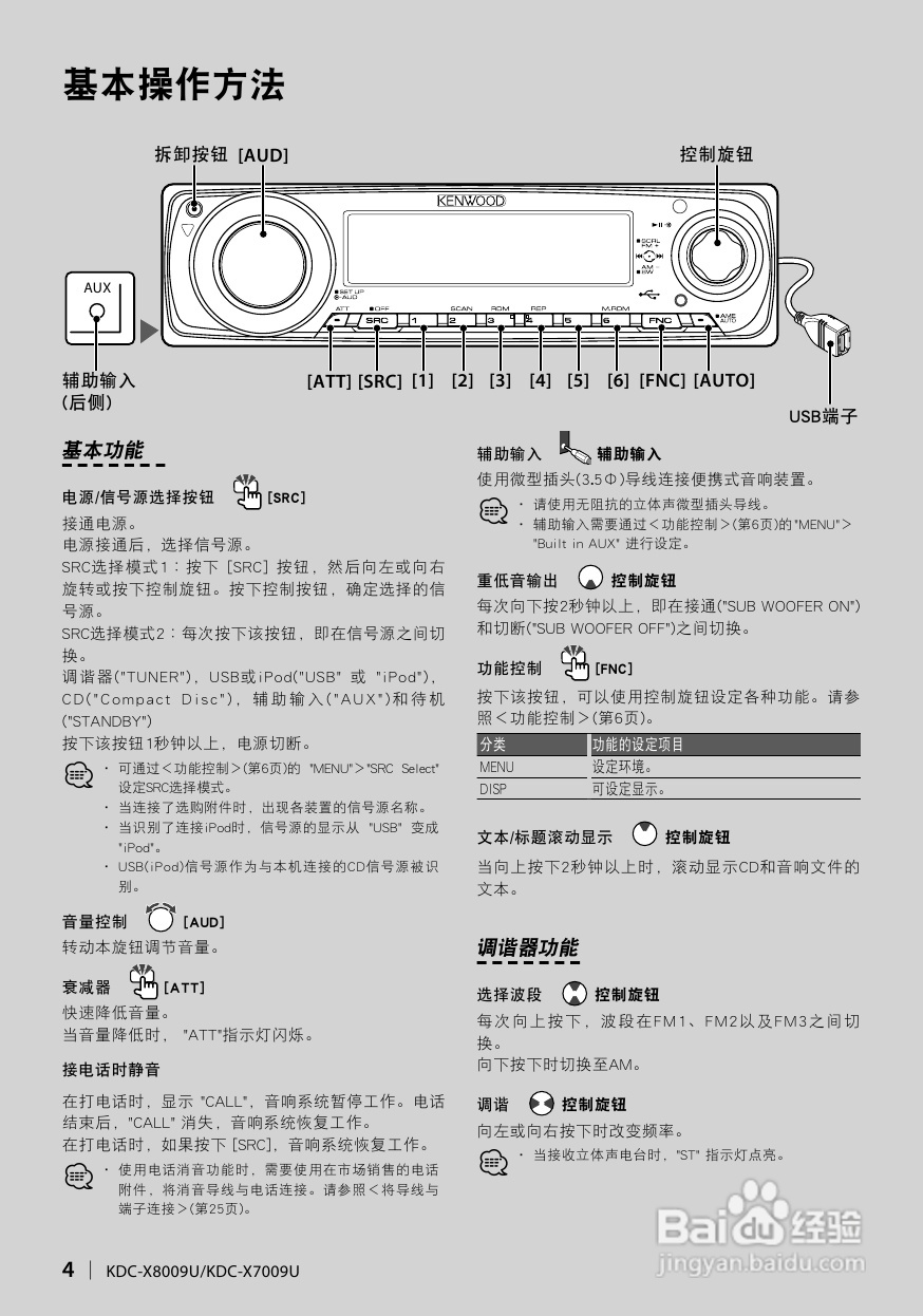 KENWOOD CD接收机KDC-X8009U/X7009U 使用说明书:[1]