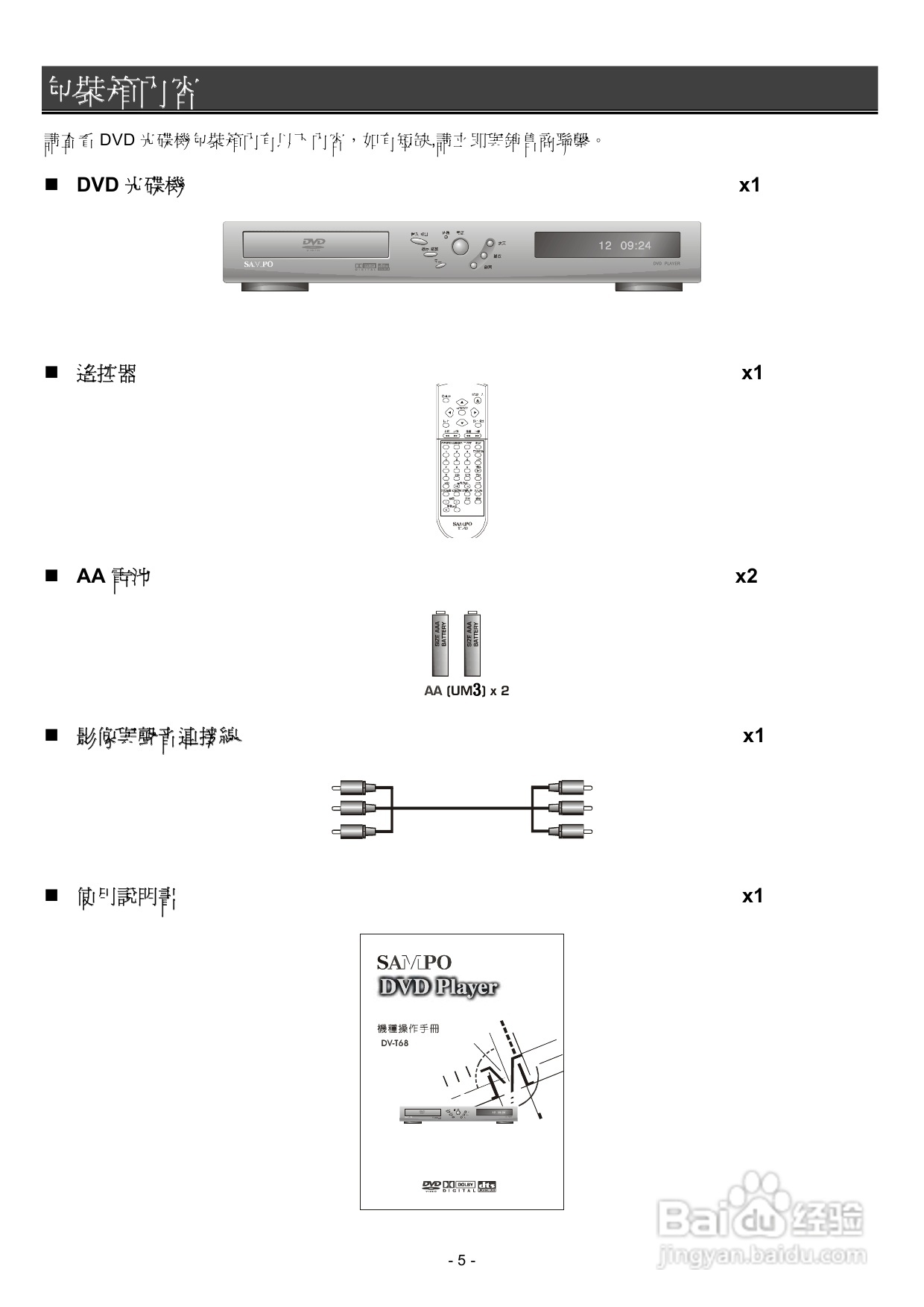 声宝DV-T68型DVD播放机说明书:[1]