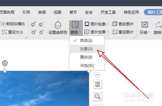 wps2019怎么将彩色图片变成灰色图片