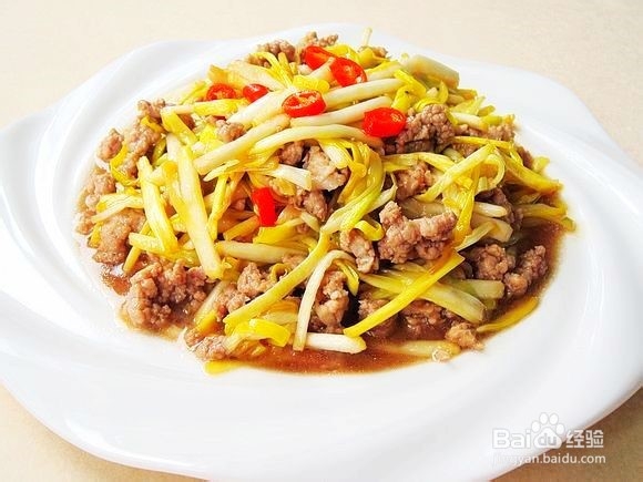 韭黄炒肉末的制作方法