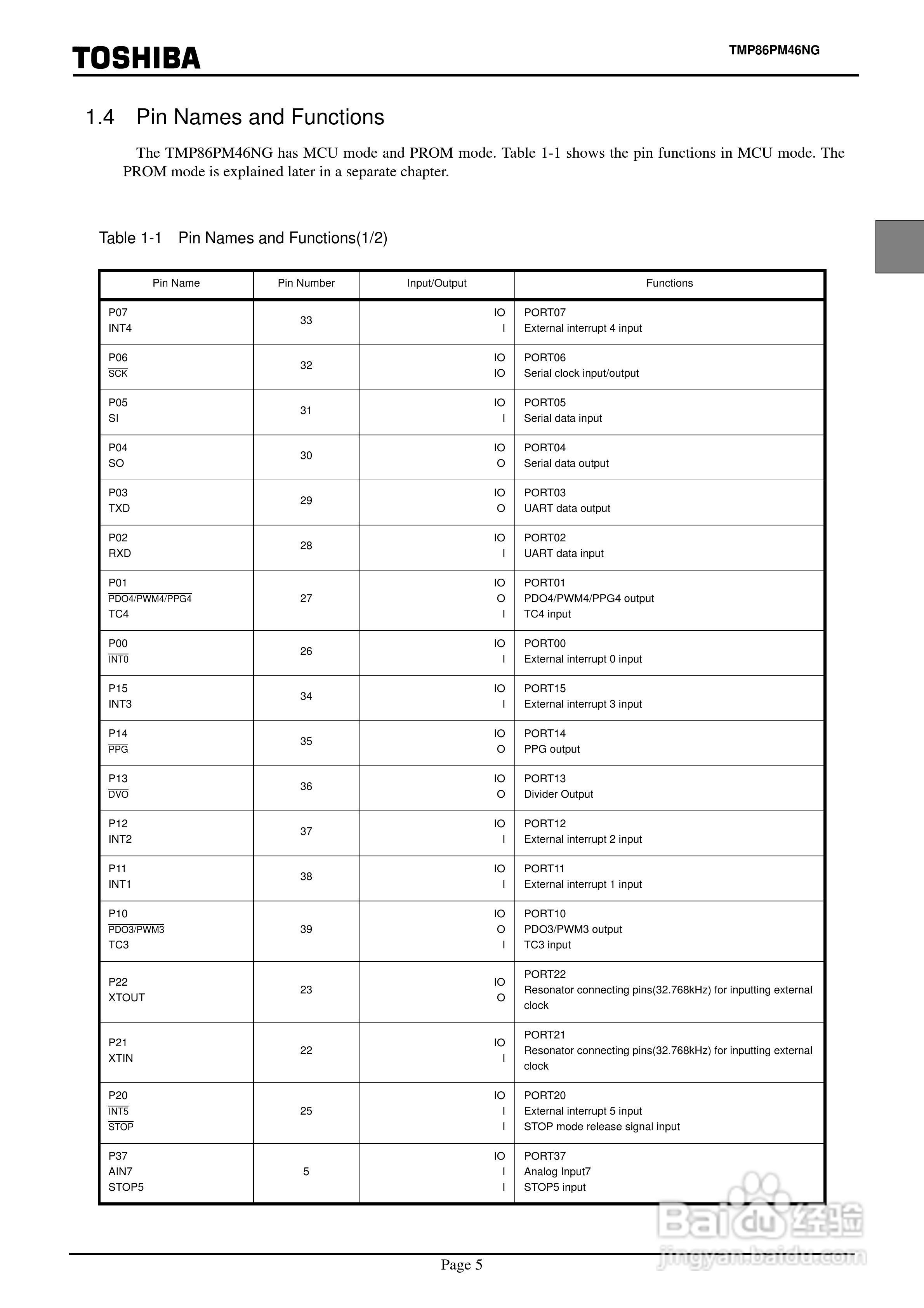 TOSHIBA TMP86PM46NG 8位微控制器说明书:[2]