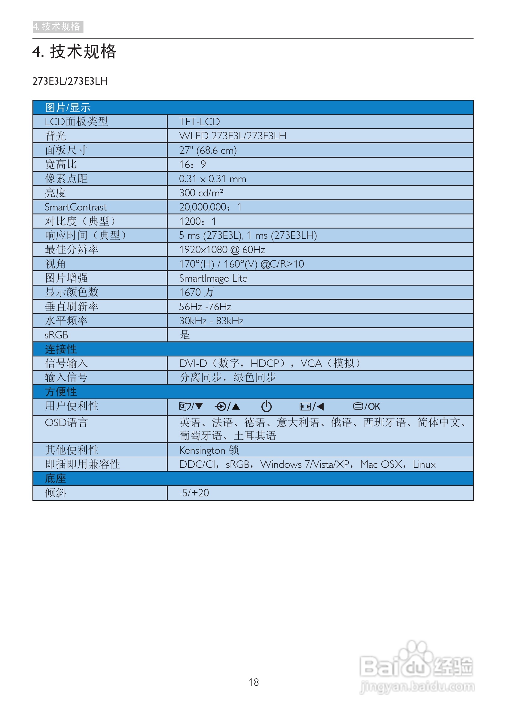 飞利浦273E3LSB/93液晶显示器使用说明书:[2]