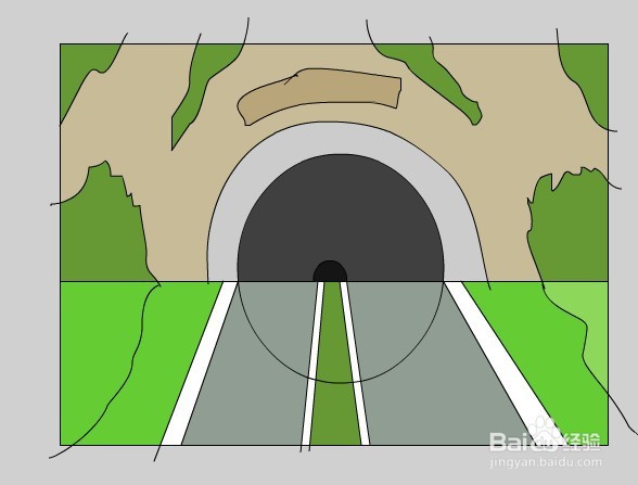 flash如何绘制一个卡通隧道场景