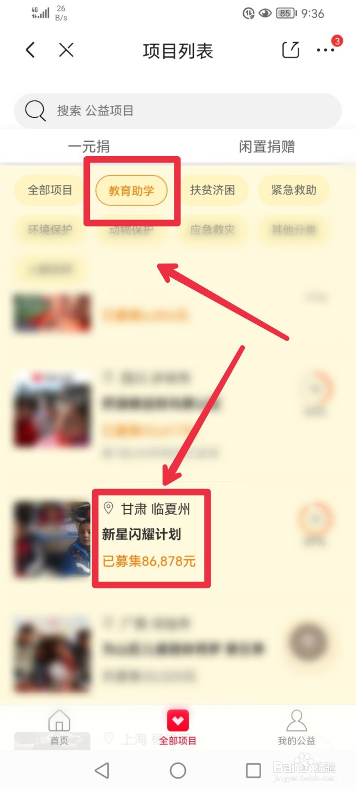 在京东APP怎么捐赠新星闪耀计划公益项目？