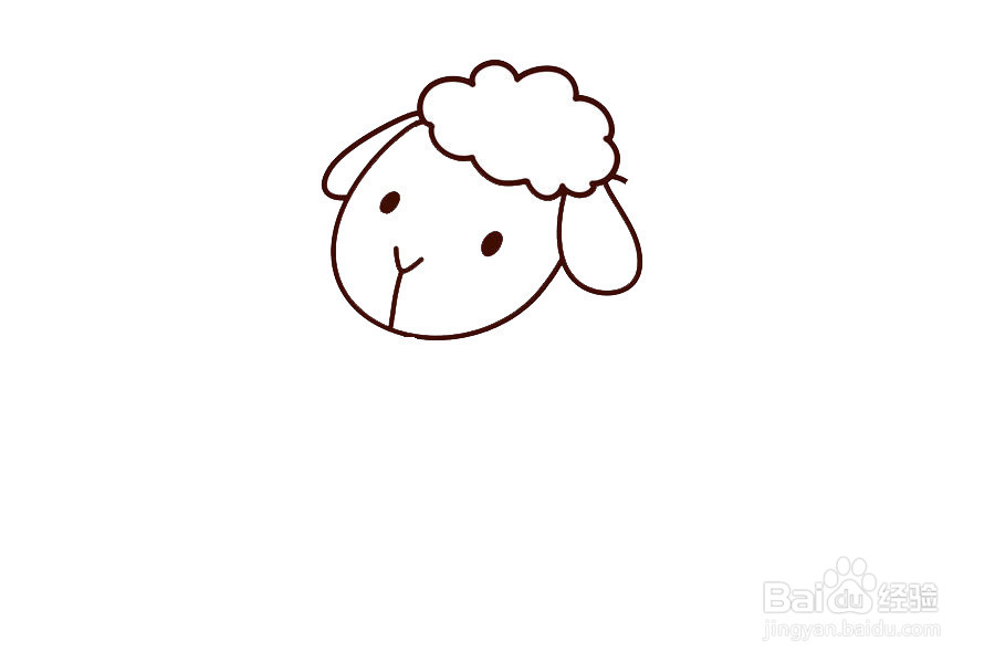 织围巾的小羊的画法