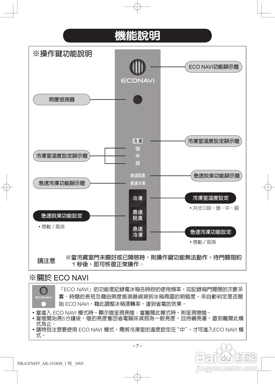 松下NR-C476HV电冰箱使用说明书