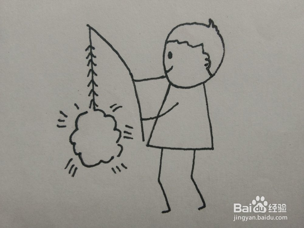 简笔画——怎么画小男孩放鞭炮