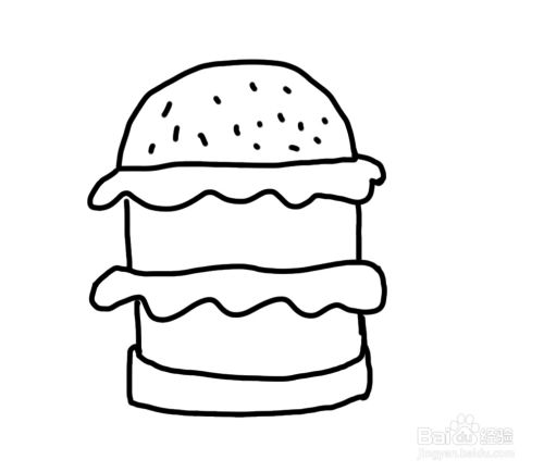 怎么画彩色简笔画美食汉堡包?