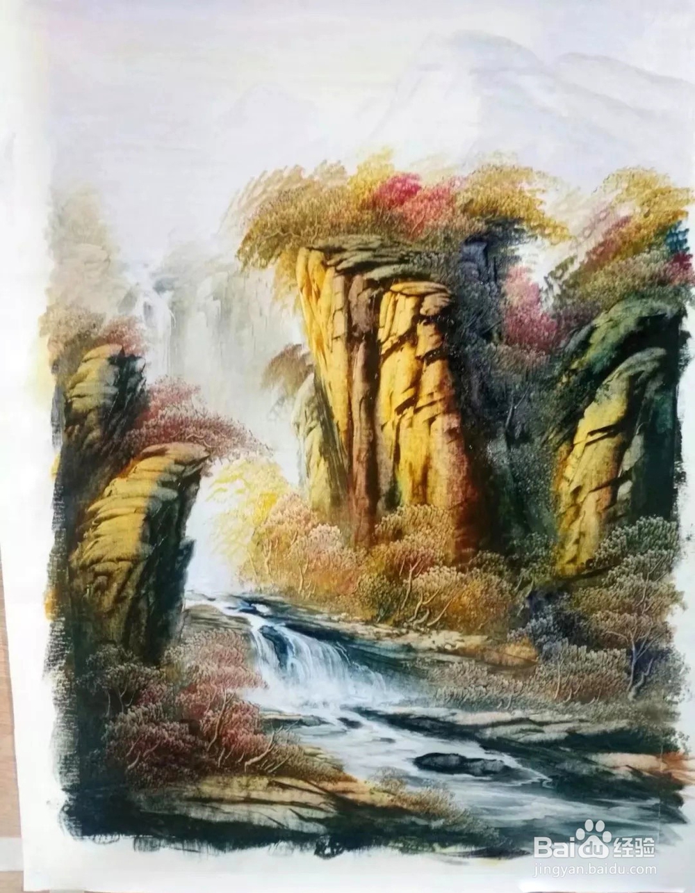 风景油画-刀画秋景画法