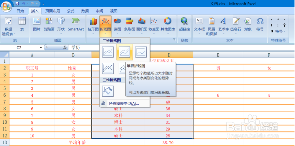 EXCEL 堆积折线图应用