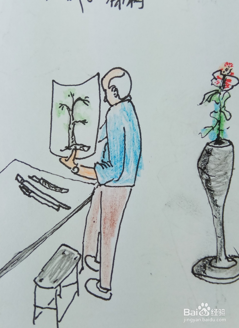 怎样画简笔画“他画出了一棵大树”