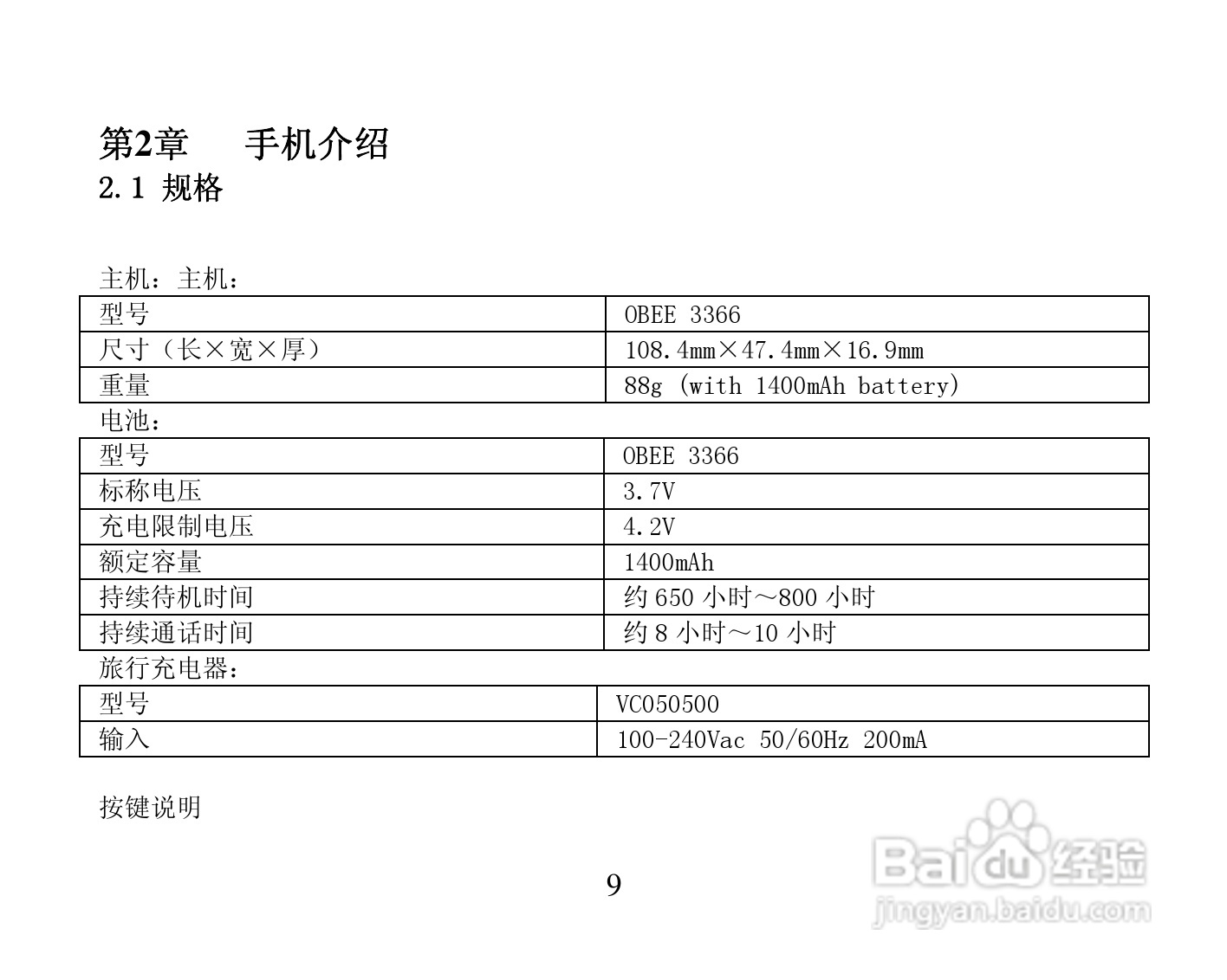 振华欧比 OBEE3366手机使用说明书:[1]