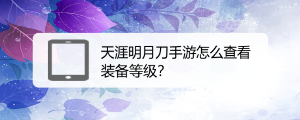 天涯明月刀手游怎么查看装备等级