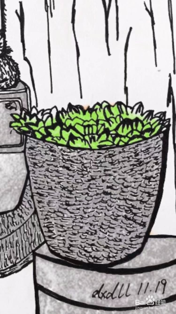 茉莉蜡笔手绘之安静的小院儿