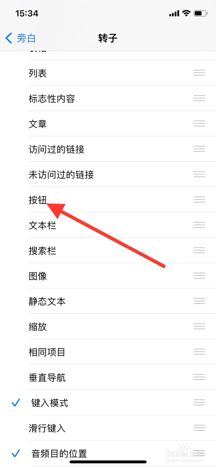 iPhone旁白转子开启“按钮”指令