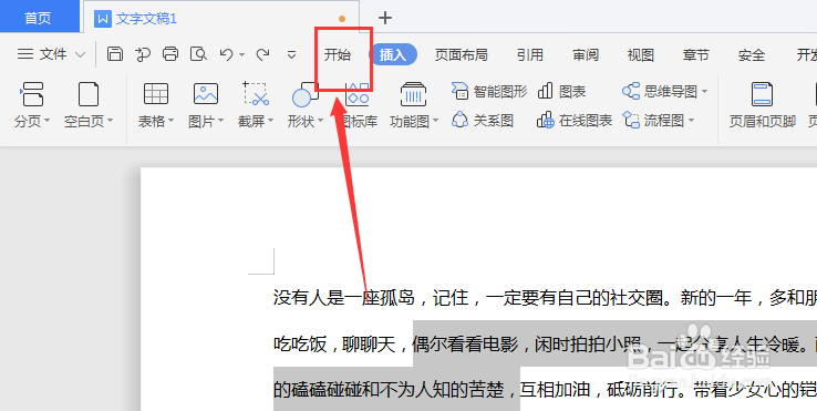 WPS文字文档中如何设置双行合一