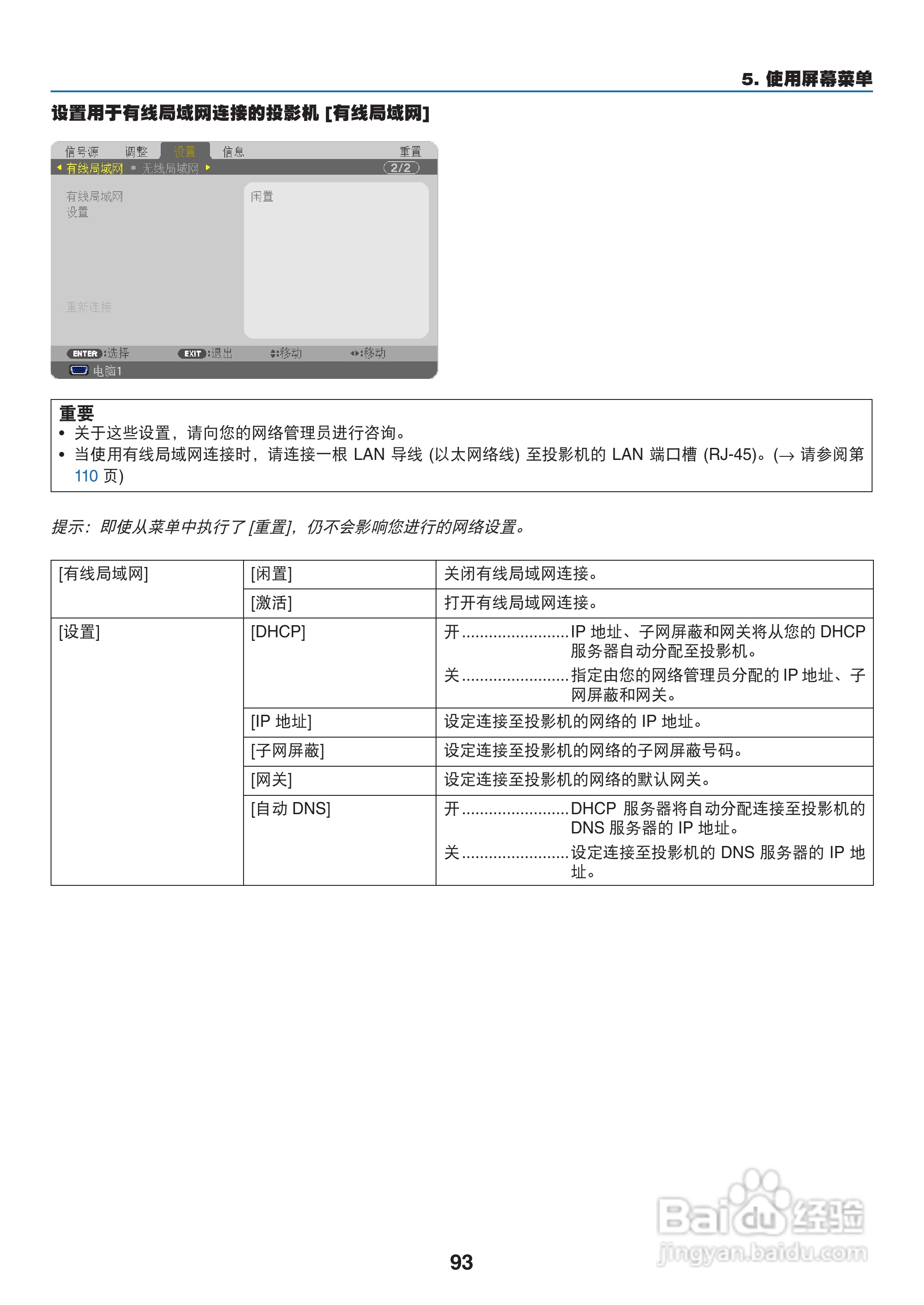 日电NP-M311W+投影机说明书:[11]