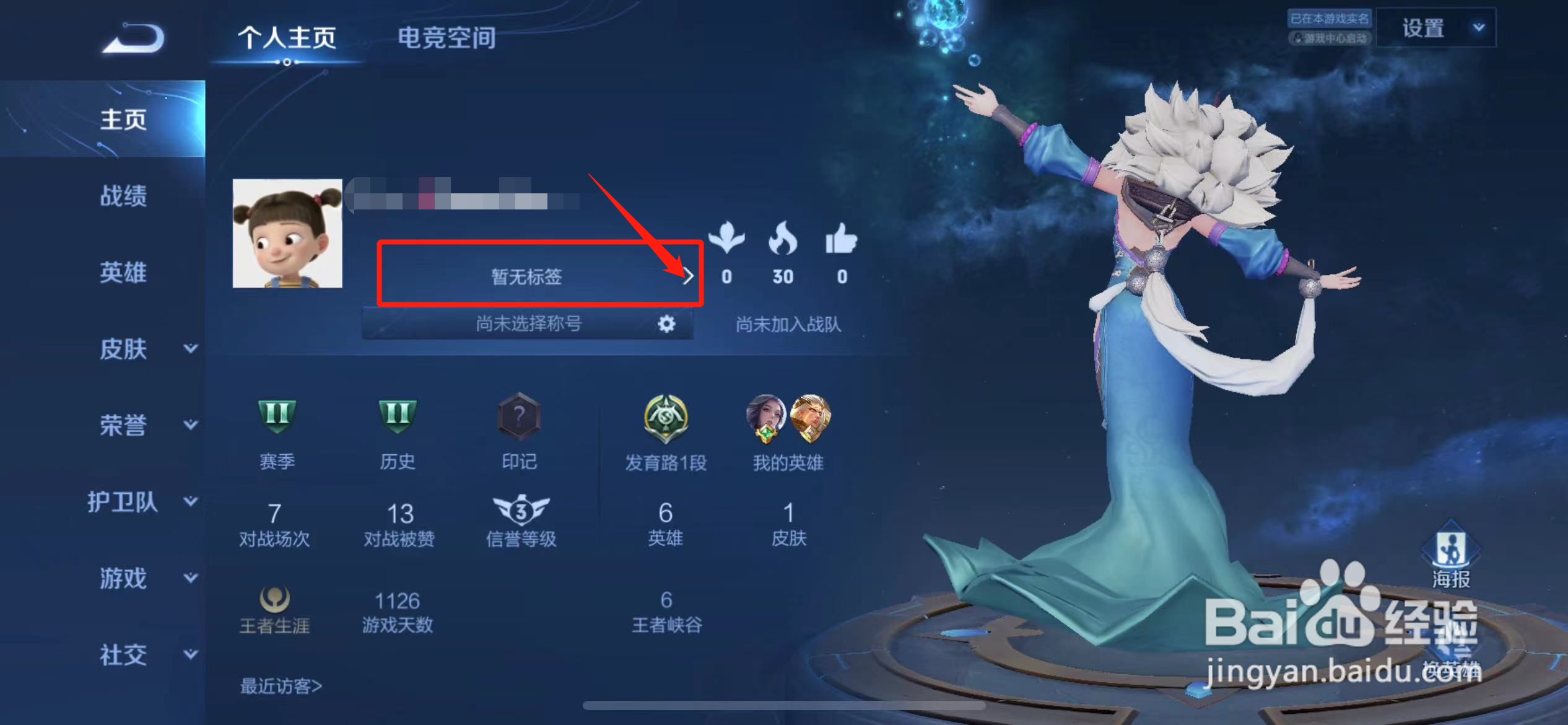 王者荣耀标签设置在哪