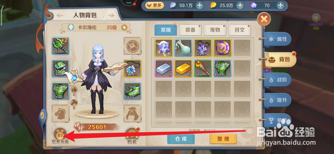 云上城之歌在哪里查看当前世界等级