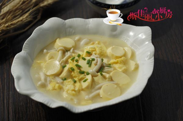 白玉菇鸡蛋豆腐羹