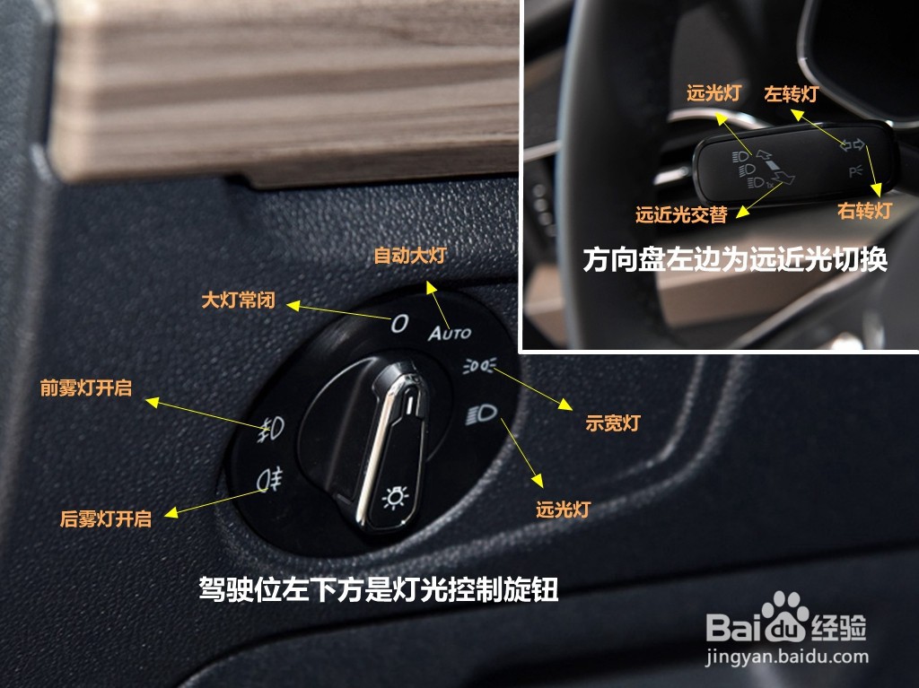 帕萨特灯光开关图解